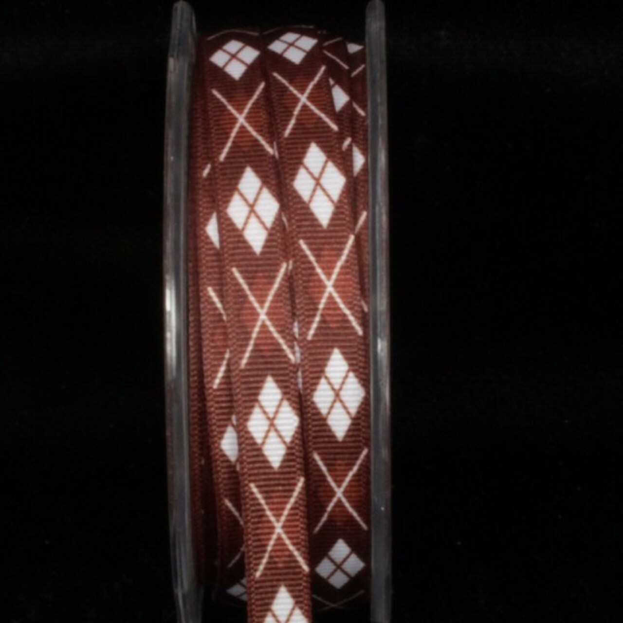 The Ribbon People Brown and White Argyle Wired Craft Ribbon 0.25" x 27 Yards
